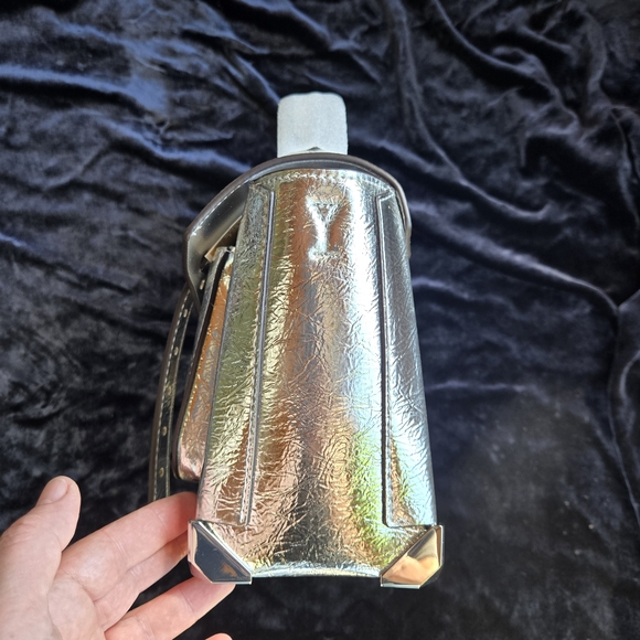 Michael Kors Manhattan Metallic Silver Satchel Small Top Handle Crossbody NWT - Picture 5 of 16